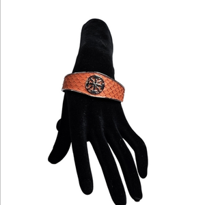 Rustic Cuff Orange Leather Snakeskin Cuff Bracelet